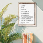 Christian Wall Decors, Positive Home Decors for Living Room, Galatians 5:22-23 Signs Decor, Scripture Decor Art, Framed Wall Plaque Sign 15 * 11.5 inches, Love Joy Peace Sign