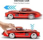 1/24 300SL Diecast Car Model Toy, Collectible 300SL Vintage Car with Sound and Light, Zinc Alloy Pull Back Toy Vehicle for Adult Boys Girls (Red)