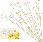 20 Pcs Floral Card Holder Picks, Heart Picture Holders, Photo Holder Pick Stick, Gold Floral Place Card Holder, Floral Picks Clips, Photo Picture Holder for Weddin