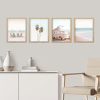 SIGNWIN Framed Collage Print Gallery Set 1980s Retro Miami Wall Art, Set of 4 Beach Landscape Wall Decor Prints, Nature Wilderness Wall Décor for Living Room, Bedroom - 8"x10" Natural