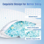 Shredded Memory Foam Pillow for Sleeping, Cooling Bed Pillows Set of 2, Adjustable Pillows for Side, Back, Stomach Sleepers with Washable Pillowcase (Queen Size, Blue)