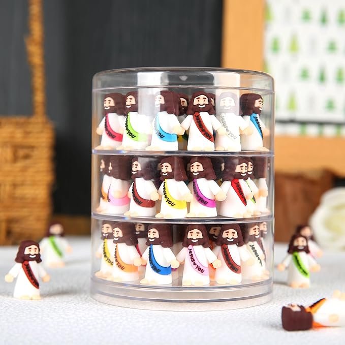 80 Pcs Mini Jesus, Little Jesus Figures to Hide Tiny Figurines in Bulk and Pocket Seek Religious Gifts for Easter Egg Stuffers Fillers Sunday School Baptism Christ Savior Craft