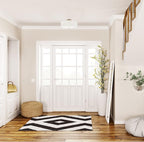 Globe Electric 60998 2-Light Flush Mount Ceiling Light, Matte Brass, White Linen Shade, Kitchen, Lights, Bathroom, Home Essentials, Bedroom, Closet Light, Lighting Fixtures, Dining Room