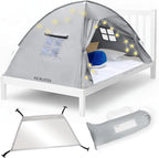 Gray Full Bed Tent for Kids Indoor Fort - Magical Dream Tents for Boys Pop Up Toddler Bed Canopy for Girls Bunk Bed Tent for Top Bunk - Sensory Sleep Pod for Kids Educational