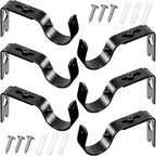 Frienda 6 Pcs Curtain Rod Brackets Adjustable Holder Wall for 1 Inch Diameter Curtain Rod General Bracket Hooks with Screws (Black)