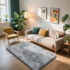 Shag Area Rug for Bedroom 3x5,Fluffy Area Rugs for Living Room,Soft Fuzzy Rug Non-Shedding Indoor Plush Carpet for Kids Bedroom Nursery Dorm Home Decor,Tie-Dyed Grey