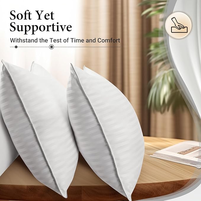 Basic Beyond Standard Pillows Set of 2 - Down Alternative Pillows for Sleeping, Soft 20 x 26 Inches Pillows Standard Size Set of 2 for Back, Stomach or Side Sleepers