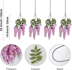 4PCS Artificial Wisteria Hanging Flowers 40'' Tall Lush Fake Wisteria Flowers for Floor Vases Silk Flowers for Wedding Arch Ceremony Window Box Home Garden Backdrop Decoration (Purplish Red)