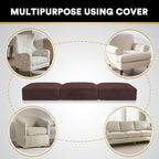 PrinceDeco Velvet Sofa Cushion Covers, Stretch Couch Cushion Covers for Individual Seat Couch Slipcover Sets Furniture Protector for Loveseat Sofa Cushion(Each Width Up to 29.5", Brown)