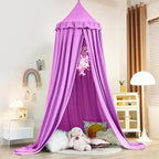 Kertnic Decor Canopy for Kids Bed, Soft Smooth Playing Tent Canopy Girls Room Decoration Princess Castle, Dreamy Mosquito Net Bedding, Children Reading Nook Canopies in Home (Purple)