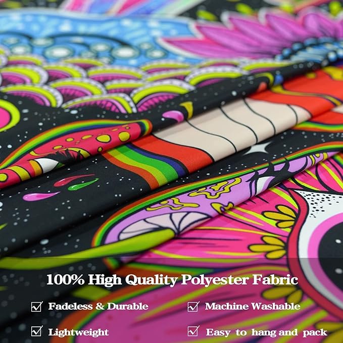 Lunerfex Mushroom Tapestry Pink Flowers Tapestry for Bedroom Aesthetic Tapestries Cute Floral Tapestries Wall Hanging for Bedroom and Living Room Decor Pink Flowers 60×80 Inches