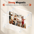 FIXSMITH 4x6 Acrylic Picture Frames 2 Pack, Clear Picture Frame with Stand, Magnetic Acrylic Photo Frames for Tabletop Display Horizontally or Vertically, Acrylic Floating Frame for Home Office