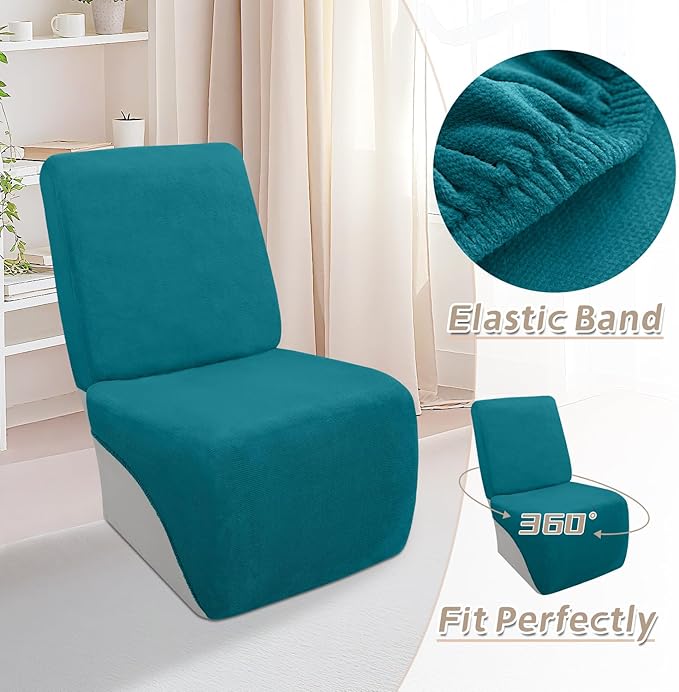 Arfntevss Sectional Recliner Couch Covers Velvet Corner Sectional Sofa Cover for Reclining Couch Stretch Soft L Shape Recliner Slipcover Washable Additional Seat Protector (1 Seat Cover, Teal Blue)