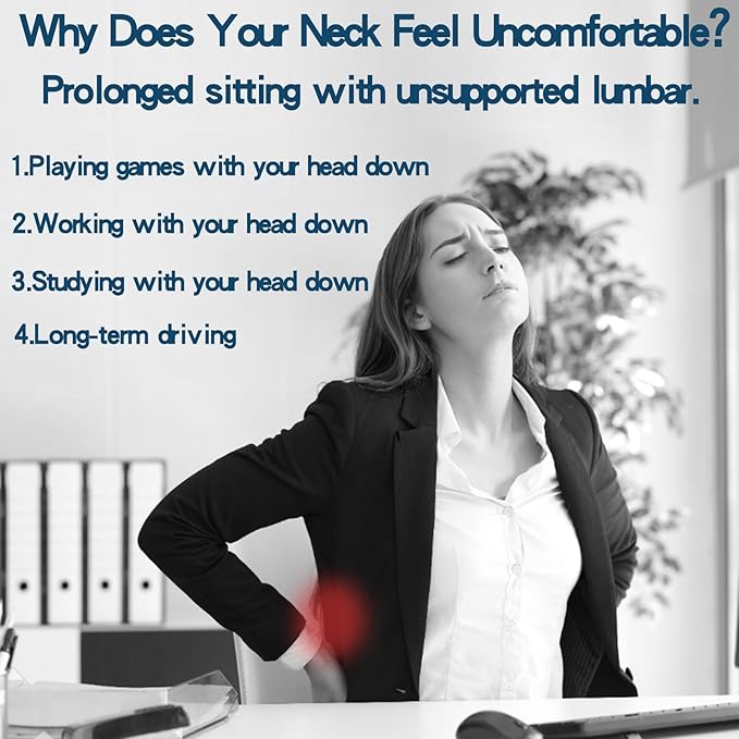 Lumbar Support Pillow for Office Chair Back Support Pillow for Car, Computer, Gaming Chair, Recliner Memory Foam Back Cushion for Improve Posture (Black)