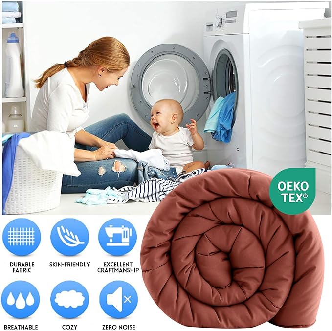 EASELAND Twin XL Down Alternative Comforter - Quilted Duvet Insert for All Seasons, Soft Lightweight with Corner Tabs, Summer Winter Warm Bedding, Terracotta 68×92 Inches