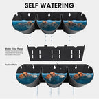 Worth Garden Upgraded 6 Sets (18 Pockets) Self Watering Stackable Vertical Planters - Wall Mounted Plastic Plant Grow Pots fr Strawberries Flowers Herbs - Indoor Outdoor Green Wall Decoration (Black)