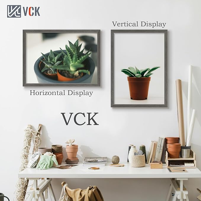 VCK 20x28 Picture Frame 3 Pack, Gray Solid Wood Poster Picture Frame, Exclusive Wood Grain, Wall Mounting Hanging