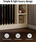 Wall Room Divider, Storage Cabinet Storage Display with Shelves, Modern Freestanding Wood Room Divider Screen, Wall Privacy Screens for Home Decorative (Beige+Black,55" L x 9.5" W x 79.5" H)