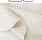 Cozy Line Home Fashions 100% Cotton Medallion Off White Matelasse Embossed Bedding Quilt Set, Reversible Lightweight Bedspread, Coverlet for All Season (Blantyre - Ivory, King - 3 Piece)