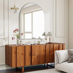 BEAUTYPEAK 32"x42" Arch Bathroom Mirror, Wall Mounted Vanity Metal Frame Mirror for Bedroom, Entryway, Living Room, Silver