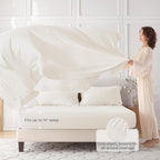 MUXHOMO 5 Pieces Twin XL Comforter Set, Seersucker Bed in a Bag Twin XL Size, All Season Luxury Bedding Set with Comforter, Flat Sheet, Fitted Sheet, Pillowcase & Sham, Ivory