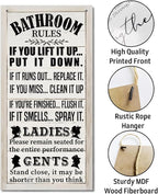 Rustic Western Bathroom Decor - Funny Wall Signs, Farmhouse Country Rules Wall Decor B1