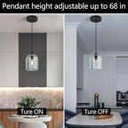 Modern Black Pendant Lights Kitchen Island Ceiling Chandelier Indoor Crystal Hanging Light Fixtures for Dining Room Kitchen Living Room Bedroom（2Pack）