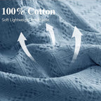 Simple&Opulence 100% Cotton Throw Blanket for Bed, Couch, Boho Luxury Geometric Knit Woven Blanket with Tassels Soft Lightweight Cozy Breathable, Vintage Farmhouse Decoration for All-Season(Blue)