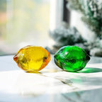 Glass Lemon Figurine Collectibles Glass Fruits Decoration for Home Kitchen Office Table Centerpiece Lemon Ornament Decoration