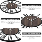 LEIKE Large LED Wall Clocks,Silent,Non Ticking,Battery Operated Rustic Round Modern Big Wood Wall Clock for Living Room, Bedroom,Kitchen,Farmhouse,Office,Home Decor -32" Black,LED,Roman Number