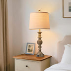 Farmhouse Table Lamps for Living Room Set of 2, Rustic Table Lamp with USB Ports, 28" Tall Table Lamps for Bedroom Nightstand, Bulb Not Included