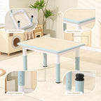 Height-Adjustable Kids Table and Chairs, 31.5''L x 23.6''W Toddler Table and 4 Chairs Set with Anti-Slip Foot Covers, Children Activity Table for Ages 2-10, Graffiti Desktop