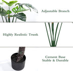 2 Pack 47.2in Artificial Monstera Deliciosa Trees with Pot, 4 Feet Fake Trees for Indoor Outdoor Home, Office Decor