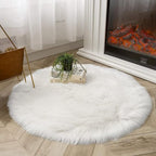 Latepis White Round Rugs 4ft Fuzzy Washable Rug Faux Sheepskin Fur Rug for Bedroom Cushion Fluffy Circle Rugs for Living Room Dorm Room Décor