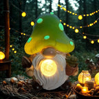 Solar Mushroom Gnomes Garden Statues Outdoor Decor with Night Glow,Cute Fairy Garden Statues for Yard,Pathway,Lawn Art Ornamen,Spring,Easter,Birthday Christmas Women Mom Gift Idea