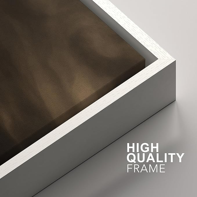 SIGNFORD Framed Canvas Print Wall Art Set Moody Misty Landscape Soft Brown and Gray Hues Illustration Modern Art Decorative Nordic Nature for Living Room, Bedroom, Office - 16"x24"x2 White