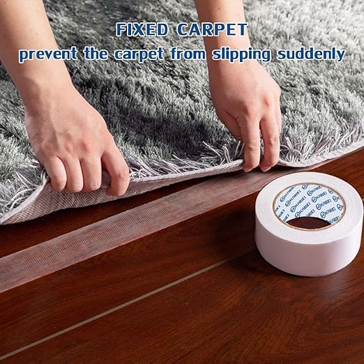 Heavy Duty Carpet Tape Double Sided 3 in x 20YD Rug Tape for Area Rugs on Carpet Perfect Rug Gripper for Holding Area Rugs Hardwood Floors Outdoor Rugs Stair Treads White.