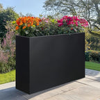 SUNNYPARK Large Metal Planter Box 32”x 12”x 24”, Rectangular Modern Black Metal Planter Box Heavy Duty with Drainage Holes for Outdoor Garden Patio
