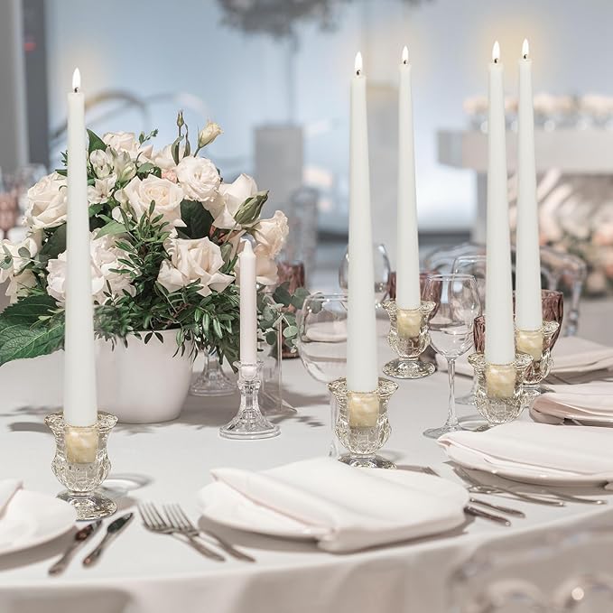 Foaincore 42 Pcs Candlestick Holders Bulk 2.5 Inch Taper Candle Holder for Table Centerpiece Thick Glass Ritual Candle Stand for Wedding Christmas Valentines Festival Party Decorations(Clear)