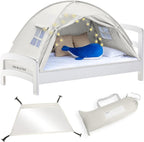 Beige Twin Bed Tent for Kids Indoor Fort - Magical Dream Tents for Boys Pop Up Toddler Bed Canopy for Girls Bunk Bed Tent for Top Bunk - Sensory Sleep Pod for Kids Educational