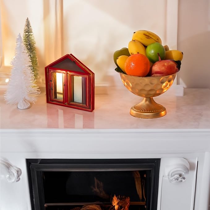 Sziqiqi Gold Metal Vases for Wedding Centrepiece: 6.1in 2Pcs Hammered Urn Vase Bowl Compote Vase for Flower Decorations