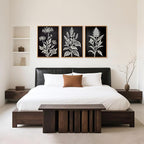 HPNIUB Vintage Floral Framed Canvas Wall Art Set, Minimalist Botanical Wall Decor, Nature Inspired Wildflower Leaf Wall Painting, Farmhouse Neutral Artwork for Living Room, Bedroom, Office-16 x24 x3