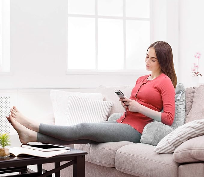 Nestl Reading Pillow for Kids, Small Bed Pillow, Back Pillow for Sitting in Bed, Memory Foam Chair Pillow, Reading & Bed Rest Pillows, Light Grey Back Pillow for Bed, Arm Pillow with Pockets