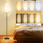 PARTPHONER Modern Floor Lamp with Remote Control - Stepless Dimmable LED Bulb, Adjustable Color Temperature & Brightness, Minimalist Tall Lamp for Living Room, Bedroom, Office, White