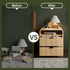 FURSUN 24" Fluted Nightstand with Charging Station, Wooden End Table with 2 Drawers Storage, Curved Profile Design, Modern Bedside Cabinet for Bedroom Living Room, Natural Oak