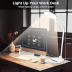 LED Desk Lamp for Home Office, Eye-Caring Desk Light for Video Call, Dimmable 3 Color Temperature 10 Brightness Computer Light, Led Desk Light, Memory & Timer Func, Adjustable Flexible Swing Arm
