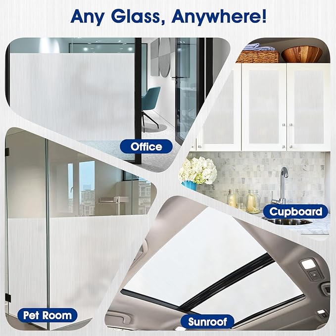 Privacy Window Film Static Cling, Frosted Glass Decorative Window Film with 96% UV Blocking, Non-Adhesive Removable Window Cling for Home Office Bathroom, 35.4 x 157.4 Inches, White