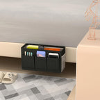 Dual-purpose Bedside Caddy Bedside Organizer, Bed Caddy with 6 Pockets, Versatile Bedside Storage Solution Magazine Remotes holder, ideal for Home, Dorm, Hospital, Crib Bed (Black 2 pcs)