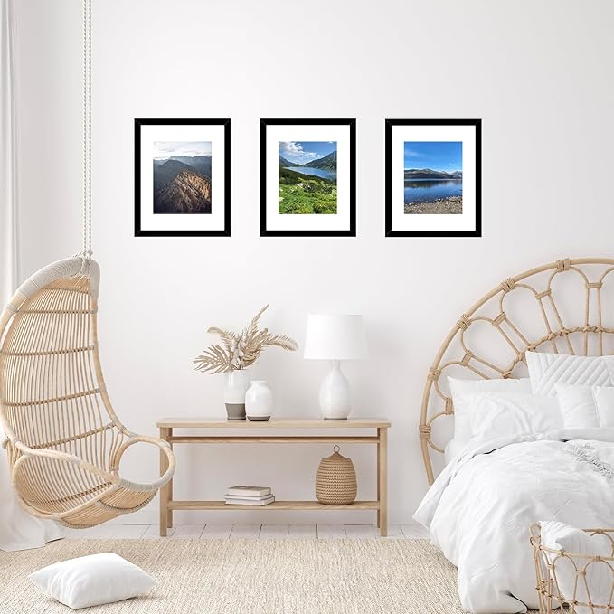 10x14 Picture Frame Set of 12 for 30 x 40 cm Diamond Art Painting, Display 8.5x11 with Mat or 10x14 without Mat, Wood 10 by 14 Wall Gallery Poster Photo Frames Bulk with 8.5x11 Mat,12 Pack, Black