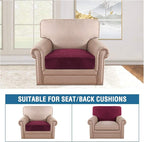 H.VERSAILTEX Velvet Stretch Couch Cushion Cover Plush Cushion Slipcover for Chair Cushion Furniture Protector Seat Cushion Sofa Cover (1 Piece Armchair Cushion Covers, Burgundy)